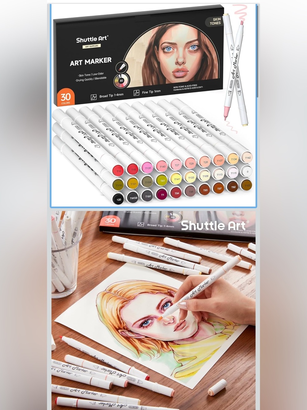 Dual Tip Alcohol Based Flesh Color Marker Set With Blender